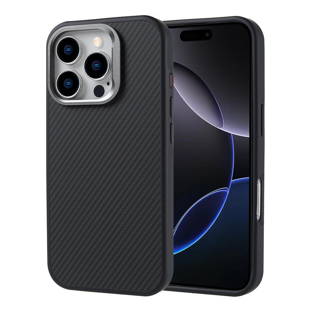Apple iPhone 16 Pro Max Kılıf M-safe Şarj Özellikli Karbon Fiber Görünümlü Zore Troy Kapak
