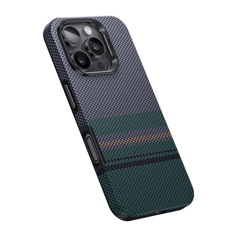 iPhone 16 Pro Max Kılıf M-safe Şarj Özellikli Karbon Fiber Tasarımlı Benks Aurora ArmorPro Kevlar Kapak