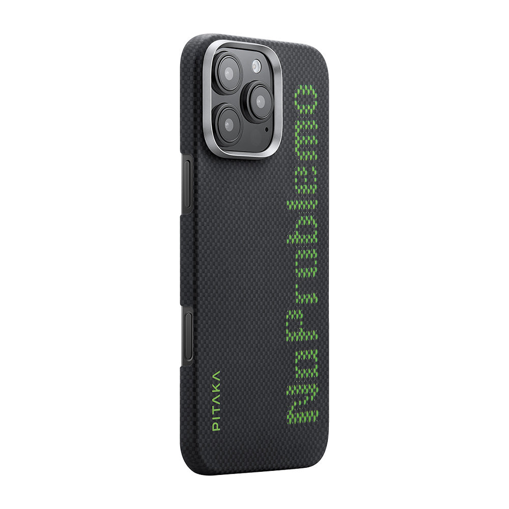 iPhone 16 Pro Max Kılıf M-safe Şarj Özellikli Lumintex Teknolojili Fosforlu Aramid Fiber Pitaka Tactile Woven Aries Serisi NoProblemo Kapak