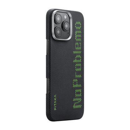 iPhone 16 Pro Max Kılıf M-safe Şarj Özellikli Lumintex Teknolojili Fosforlu Aramid Fiber Pitaka Tactile Woven Aries Serisi NoProblemo Kapak