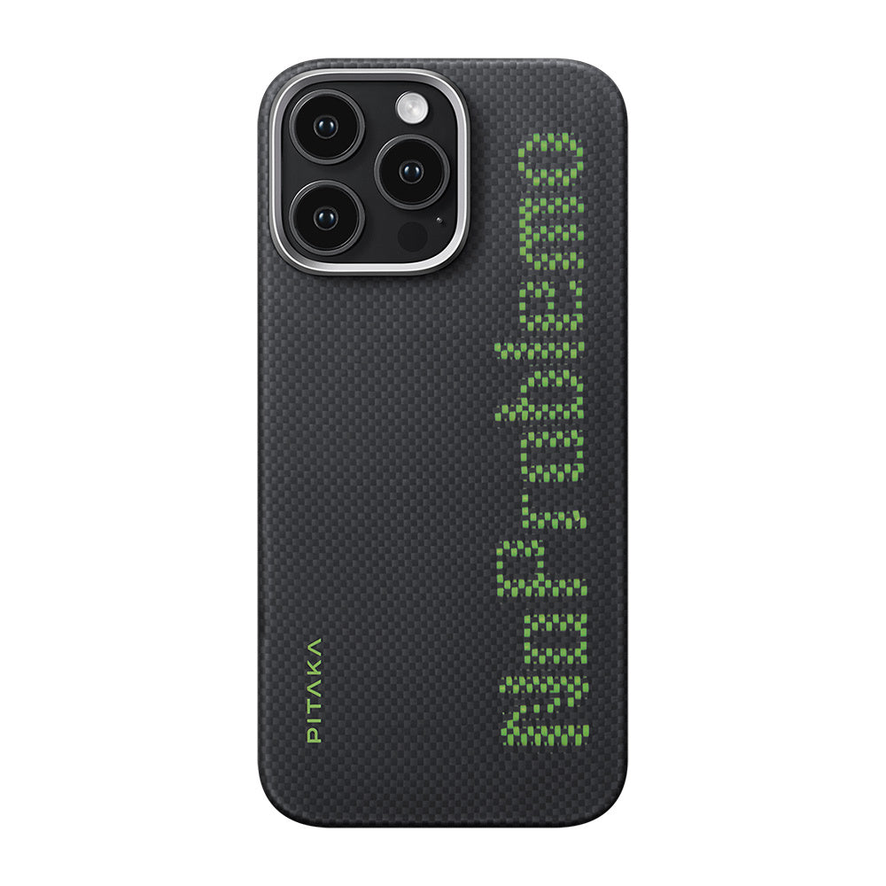 iPhone 16 Pro Max Kılıf M-safe Şarj Özellikli Lumintex Teknolojili Fosforlu Aramid Fiber Pitaka Tactile Woven Aries Serisi NoProblemo Kapak