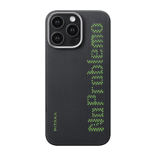 iPhone 16 Pro Max Kılıf M-safe Şarj Özellikli Lumintex Teknolojili Fosforlu Aramid Fiber Pitaka Tactile Woven Aries Serisi NoProblemo Kapak