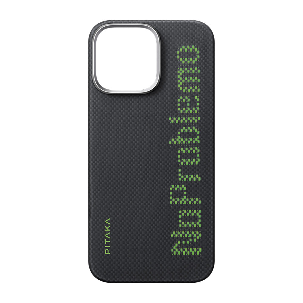 iPhone 16 Pro Max Kılıf M-safe Şarj Özellikli Lumintex Teknolojili Fosforlu Aramid Fiber Pitaka Tactile Woven Aries Serisi NoProblemo Kapak