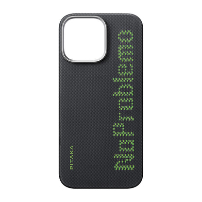 iPhone 16 Pro Max Kılıf M-safe Şarj Özellikli Lumintex Teknolojili Fosforlu Aramid Fiber Pitaka Tactile Woven Aries Serisi NoProblemo Kapak