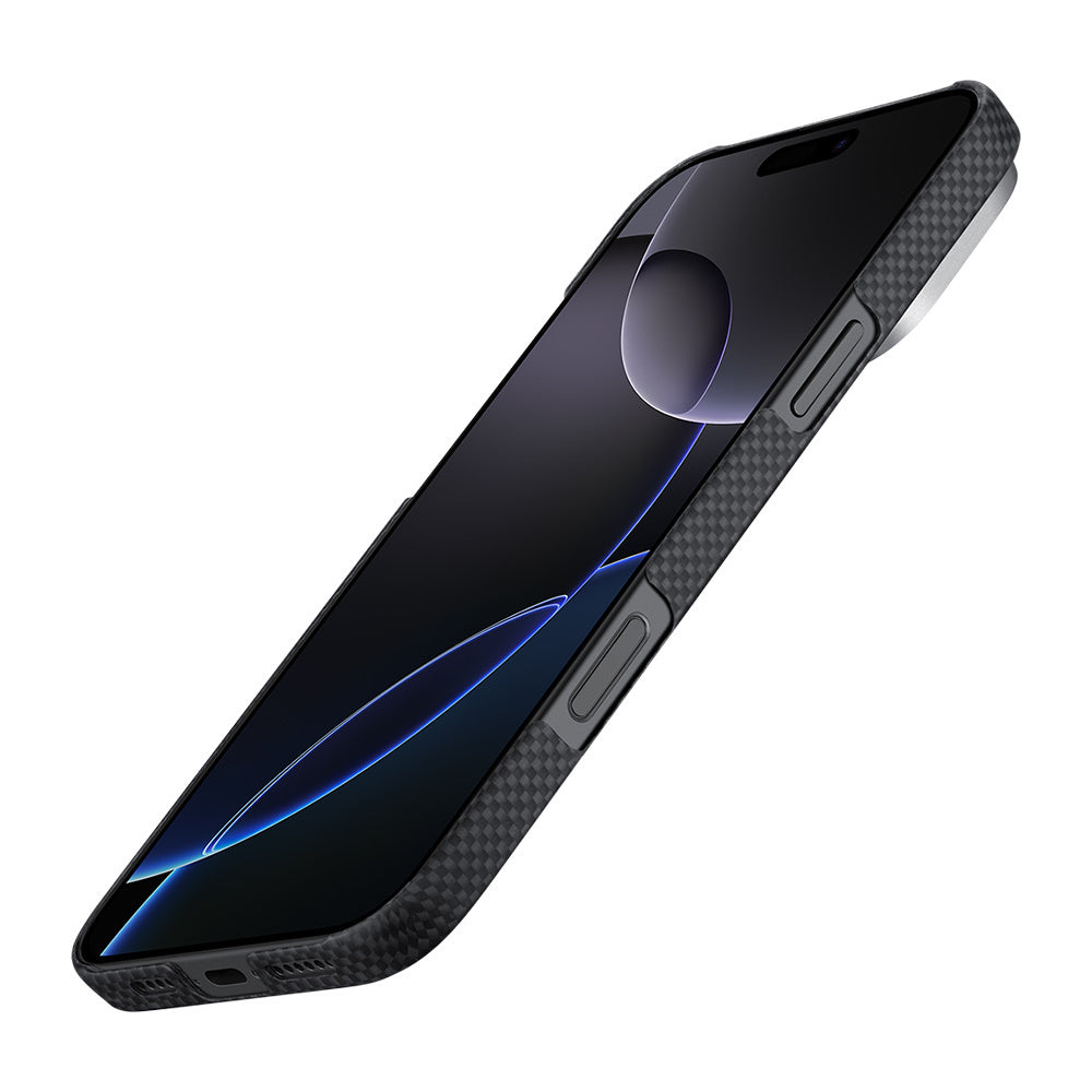 iPhone 16 Pro Max Kılıf M-safe Şarj Özellikli Lumintex Teknolojili Fosforlu Aramid Fiber Pitaka Tactile Woven Aries Serisi NoProblemo Kapak