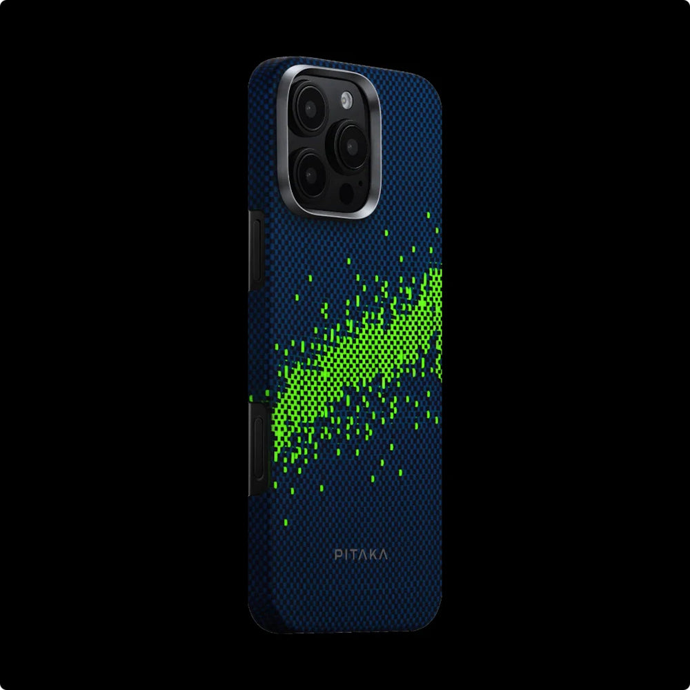 iPhone 16 Pro Max Kılıf M-safe Şarj Özellikli Lumintex Teknolojili Fosforlu Özellikli Aramid Fiber Pitaka Tactile Woven Starpeak Serisi Milky Way Galaxy Kapak