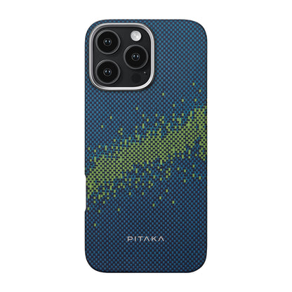 iPhone 16 Pro Max Kılıf M-safe Şarj Özellikli Lumintex Teknolojili Fosforlu Özellikli Aramid Fiber Pitaka Tactile Woven Starpeak Serisi Milky Way Galaxy Kapak