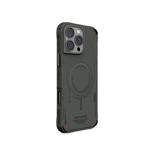 iPhone 16 Pro Max Kılıf M-safe Şarj Özellikli Metal Kamera Çerçeveli Skinarma Mecha Serisi Kapak