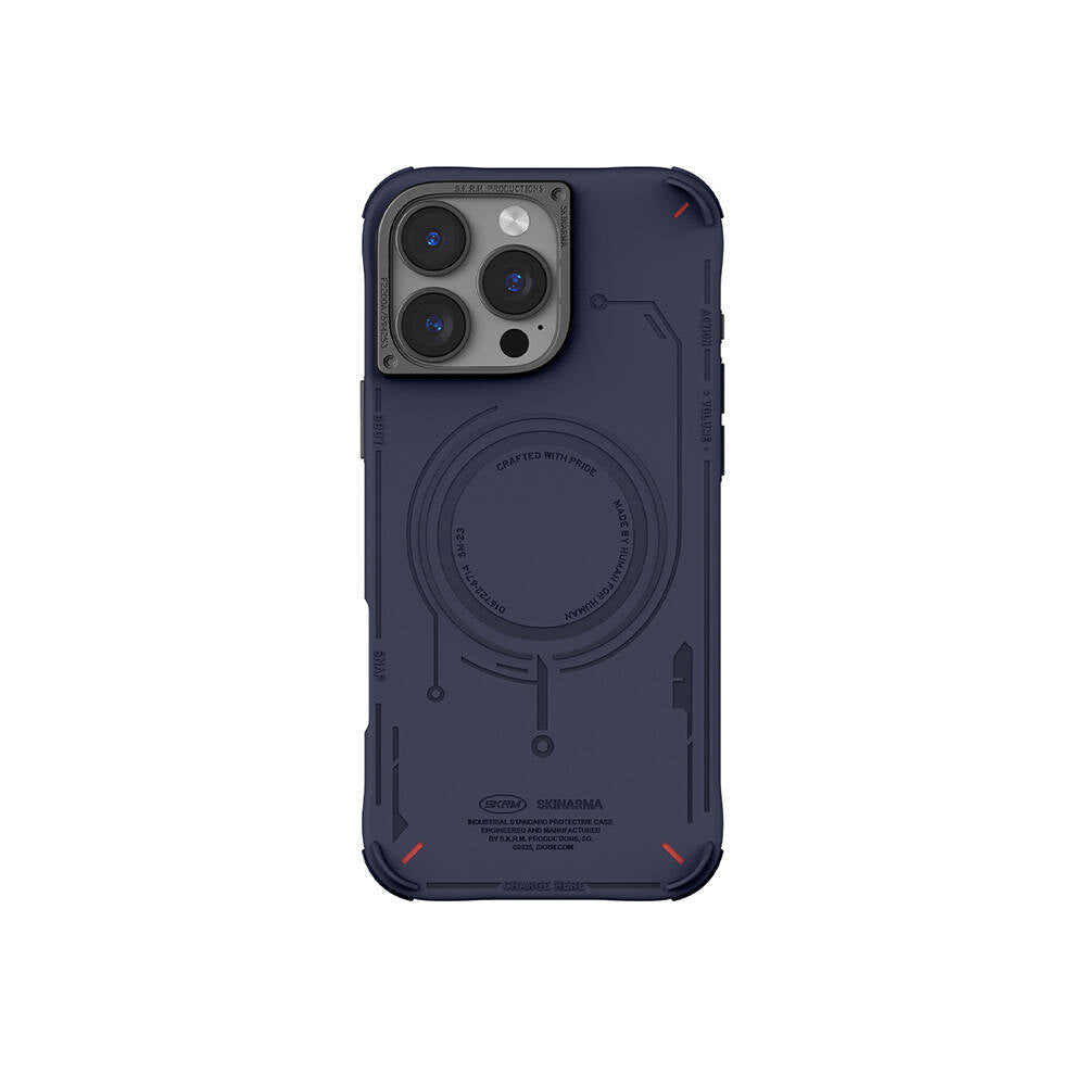 iPhone 16 Pro Max Kılıf M-safe Şarj Özellikli Metal Kamera Çerçeveli Skinarma Mecha Serisi Kapak