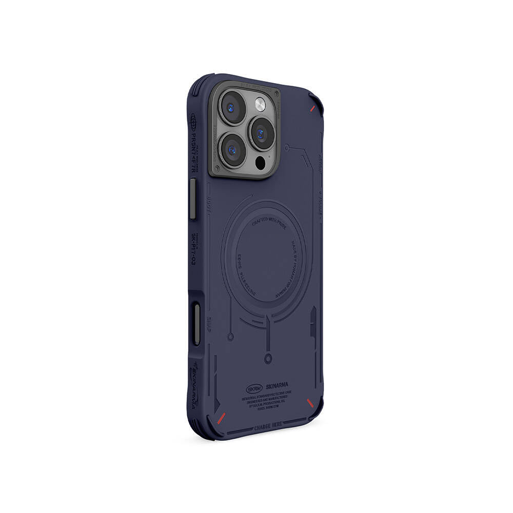 iPhone 16 Pro Max Kılıf M-safe Şarj Özellikli Metal Kamera Çerçeveli Skinarma Mecha Serisi Kapak