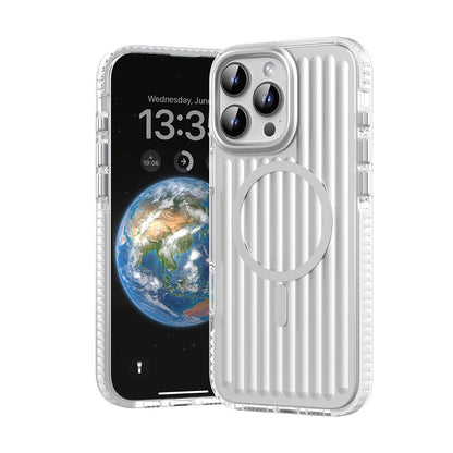 iPhone 16 Pro Max Kılıf M-safe Şarj Özellikli Oyuklu Tasarım Mutural Bumpy Clear Kapak