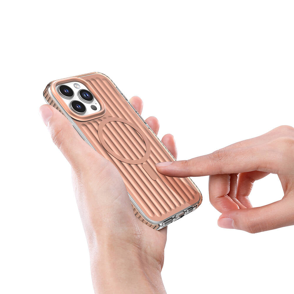 iPhone 16 Pro Max Kılıf M-safe Şarj Özellikli Oyuklu Tasarım Mutural Bumpy Clear Kapak