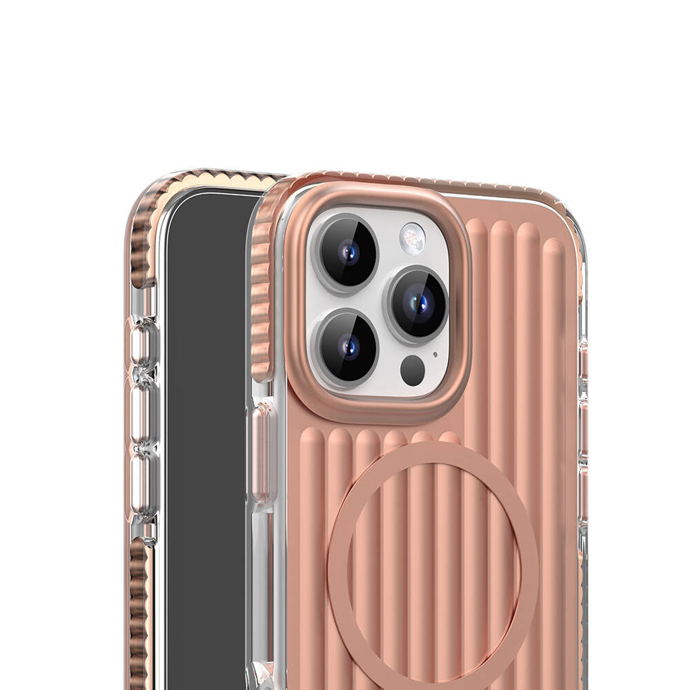 iPhone 16 Pro Max Kılıf M-safe Şarj Özellikli Oyuklu Tasarım Mutural Bumpy Clear Kapak
