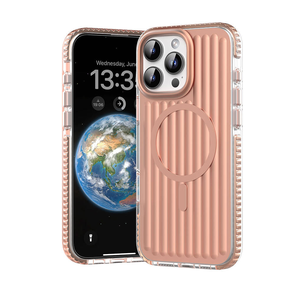 iPhone 16 Pro Max Kılıf M-safe Şarj Özellikli Oyuklu Tasarım Mutural Bumpy Clear Kapak