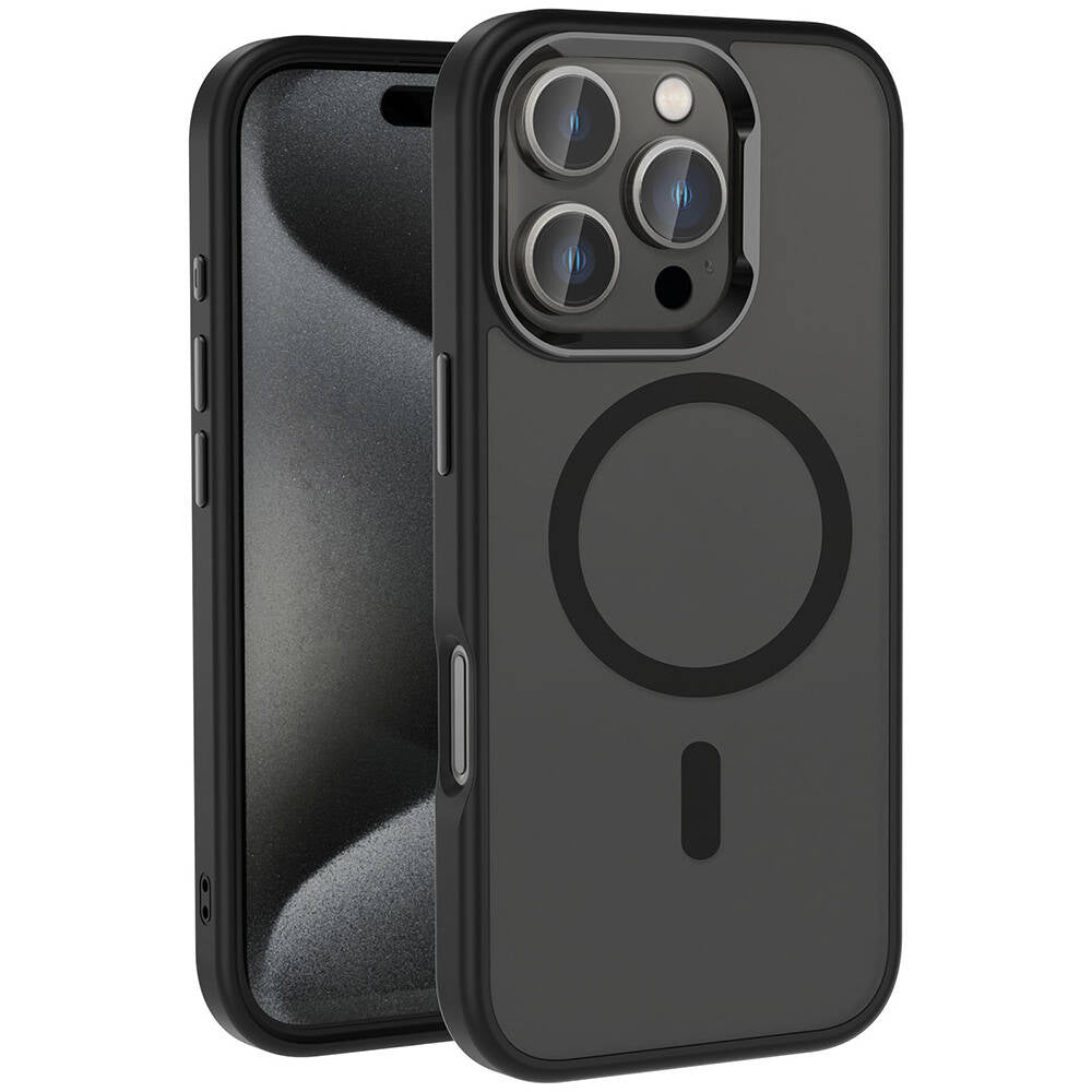 Apple iPhone 16 Pro Max Kılıf M-safe Şarj Özellikli Parlak Kamera Çerçeveli Zore Kost Kapak