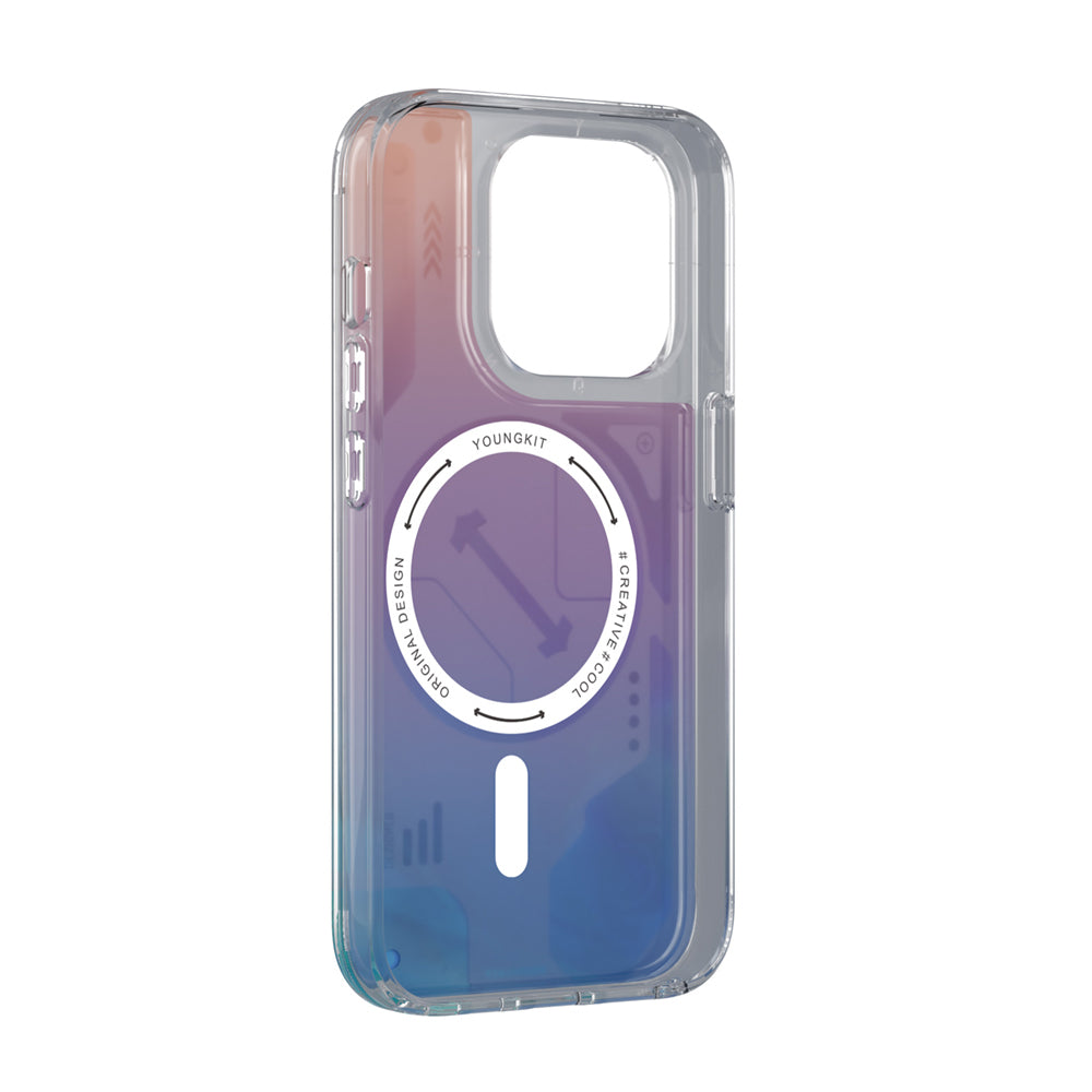 iPhone 16 Pro Max Kılıf M-safe Şarj Özellikli Parlak Kumlu Sıvılı Tasarımlı Galaxy Fantasy Serisi Kapak