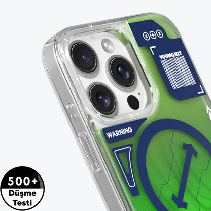 iPhone 16 Pro Max Kılıf M-safe Şarj Özellikli Parlak Kumlu Sıvılı Tasarımlı Galaxy Fantasy Serisi Kapak