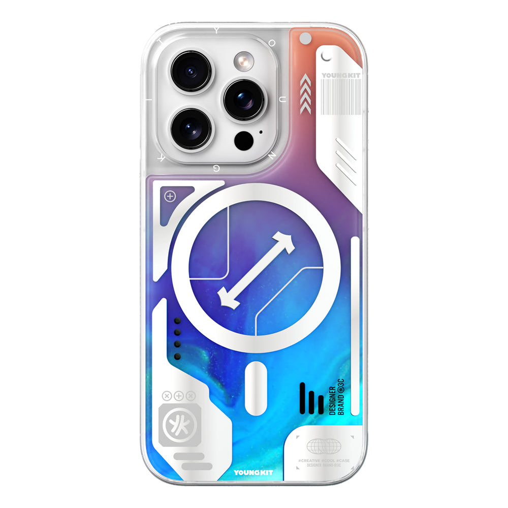 iPhone 16 Pro Max Kılıf M-safe Şarj Özellikli Parlak Kumlu Sıvılı Tasarımlı Galaxy Fantasy Serisi Kapak