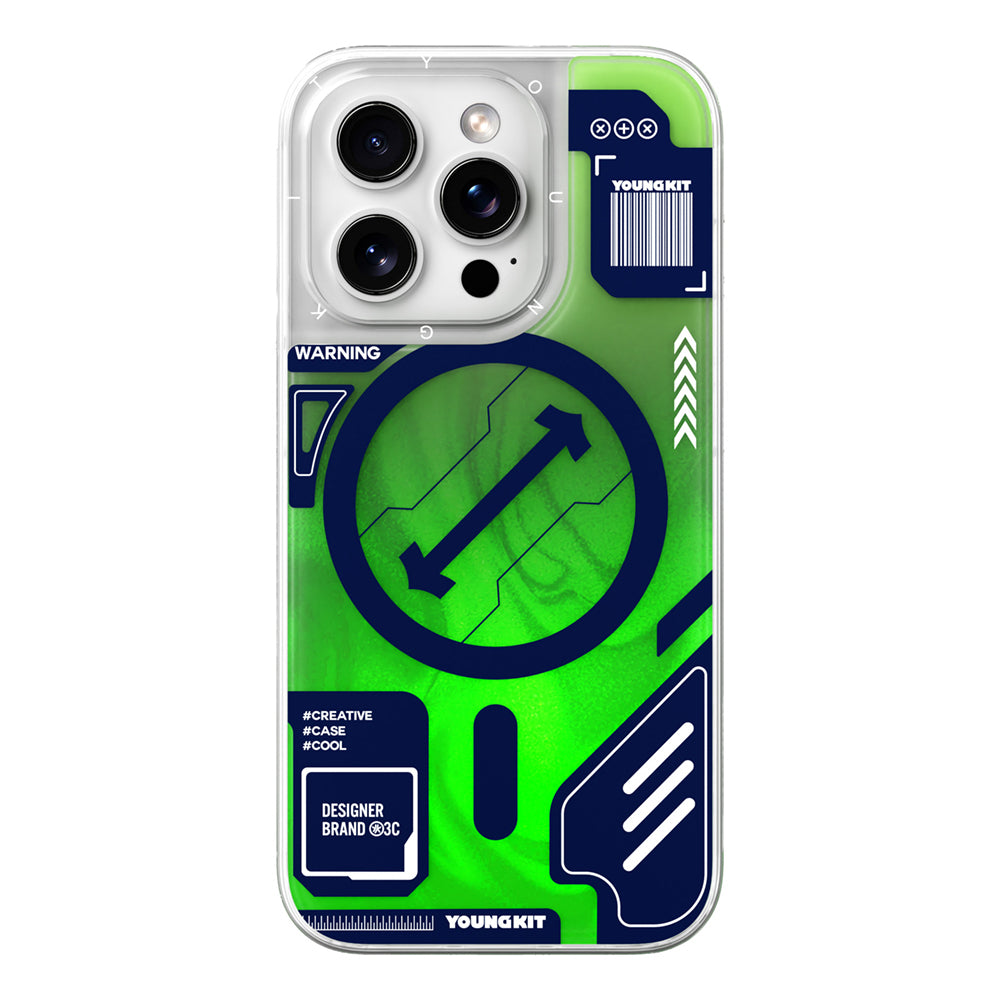 iPhone 16 Pro Max Kılıf M-safe Şarj Özellikli Parlak Kumlu Sıvılı Tasarımlı Galaxy Fantasy Serisi Kapak