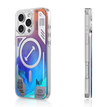 iPhone 16 Pro Max Kılıf M-safe Şarj Özellikli Parlak Kumlu Sıvılı Tasarımlı Galaxy Fantasy Serisi Kapak