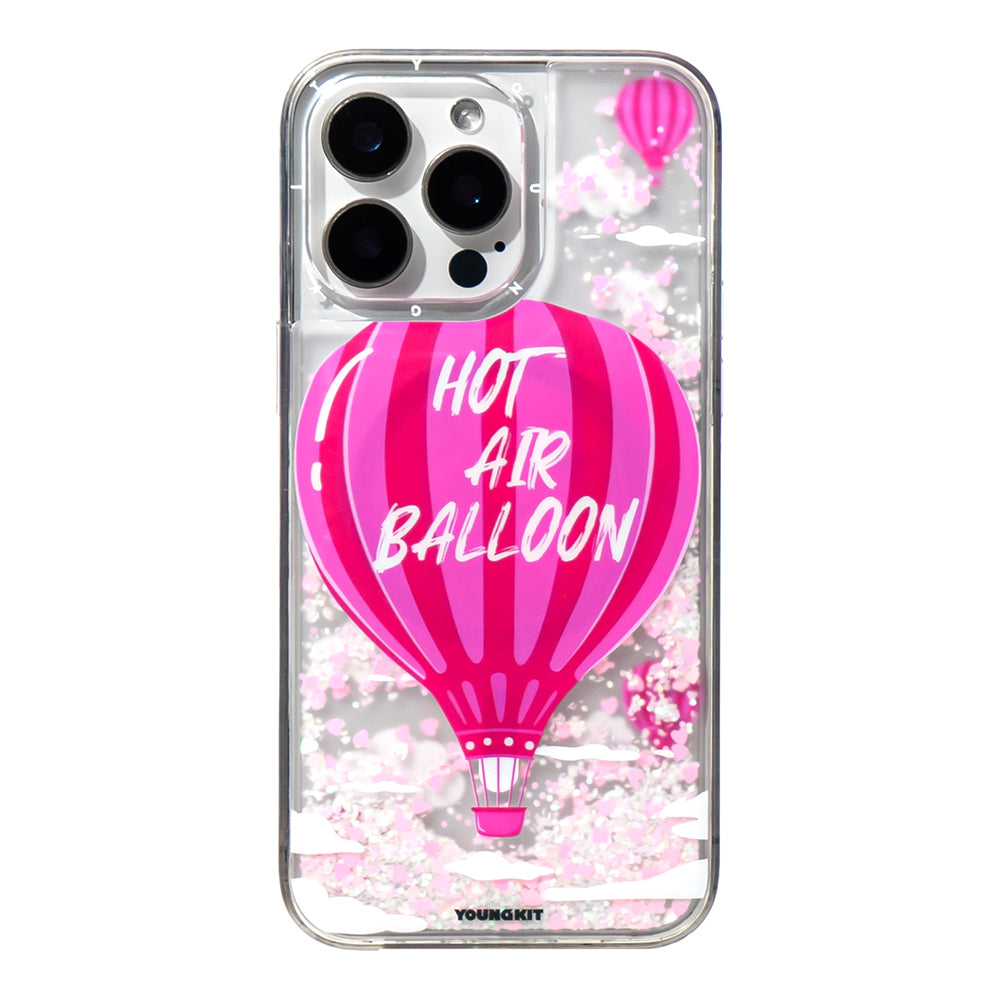 iPhone 16 Pro Max Kılıf M-safe Şarj Özellikli Parlak Kumlu Sıvılı Youngkit Pink Dream Quicksand Serisi Kapak