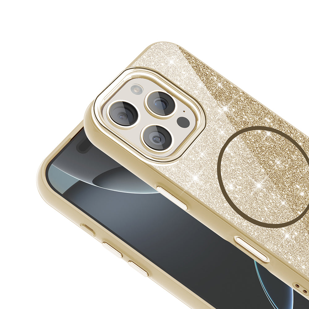 Apple iPhone 16 Pro Max Kılıf M-safe Şarj Özellikli Parlayan Simli Zore Okso Kapak