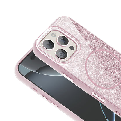 Apple iPhone 16 Pro Max Kılıf M-safe Şarj Özellikli Parlayan Simli Zore Okso Kapak