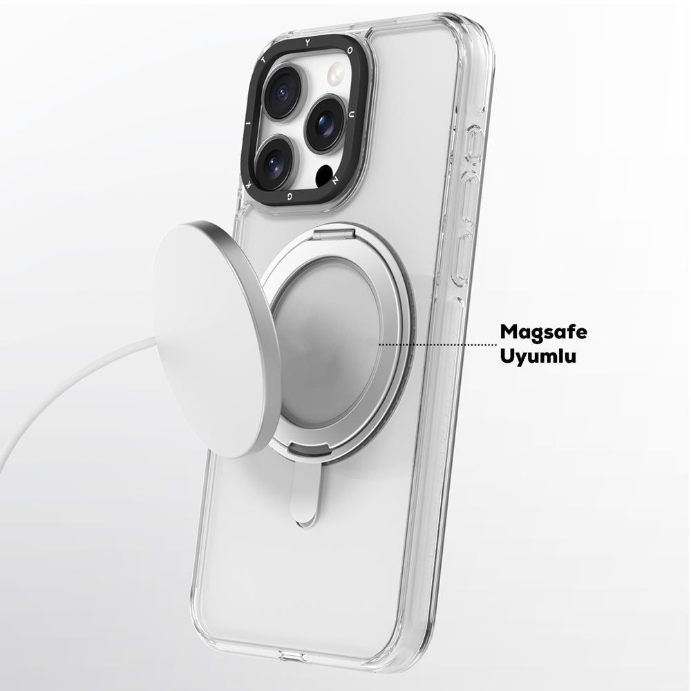 iPhone 16 Pro Max Kılıf M-safe Şarj Özellikli Parmak Ring Standlı Youngkit Pivot Serisi Kapak