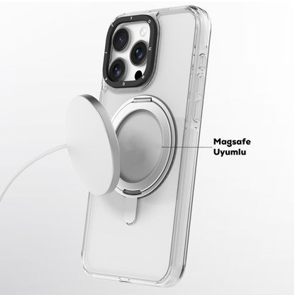 iPhone 16 Pro Max Kılıf M-safe Şarj Özellikli Parmak Ring Standlı Youngkit Pivot Serisi Kapak