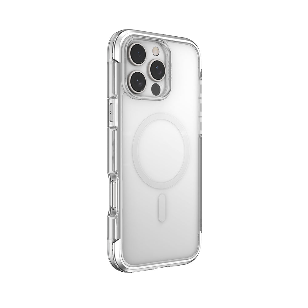 iPhone 16 Pro Max Kılıf M-safe Şarj Özellikli Raptic Air Serisi Airbag Tasarımlı Metal Köşelikli Şeffaf Kapak