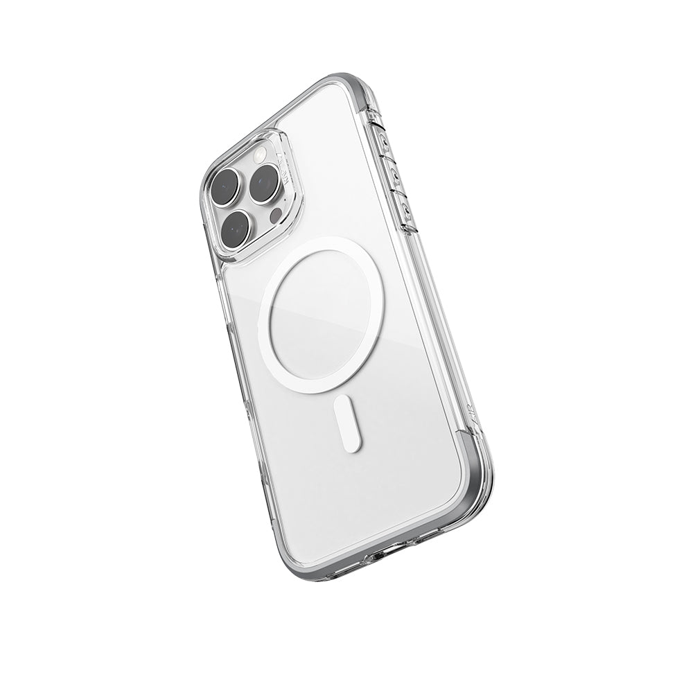 iPhone 16 Pro Max Kılıf M-safe Şarj Özellikli Raptic Air Serisi Airbag Tasarımlı Metal Köşelikli Şeffaf Kapak