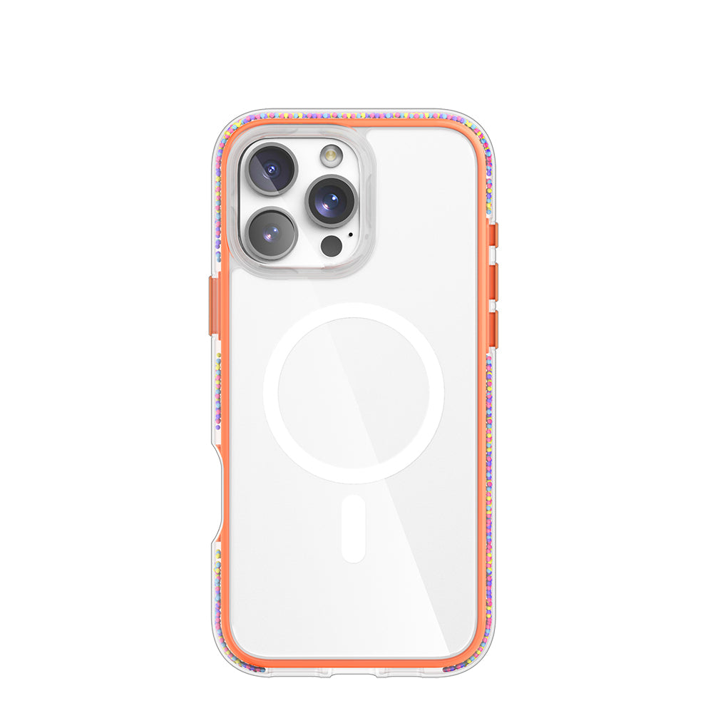 iPhone 16 Pro Max Kılıf M-safe Şarj Özellikli Raptic AirJoy Serisi Boncuk Tasarımlı Şeffaf Kapak