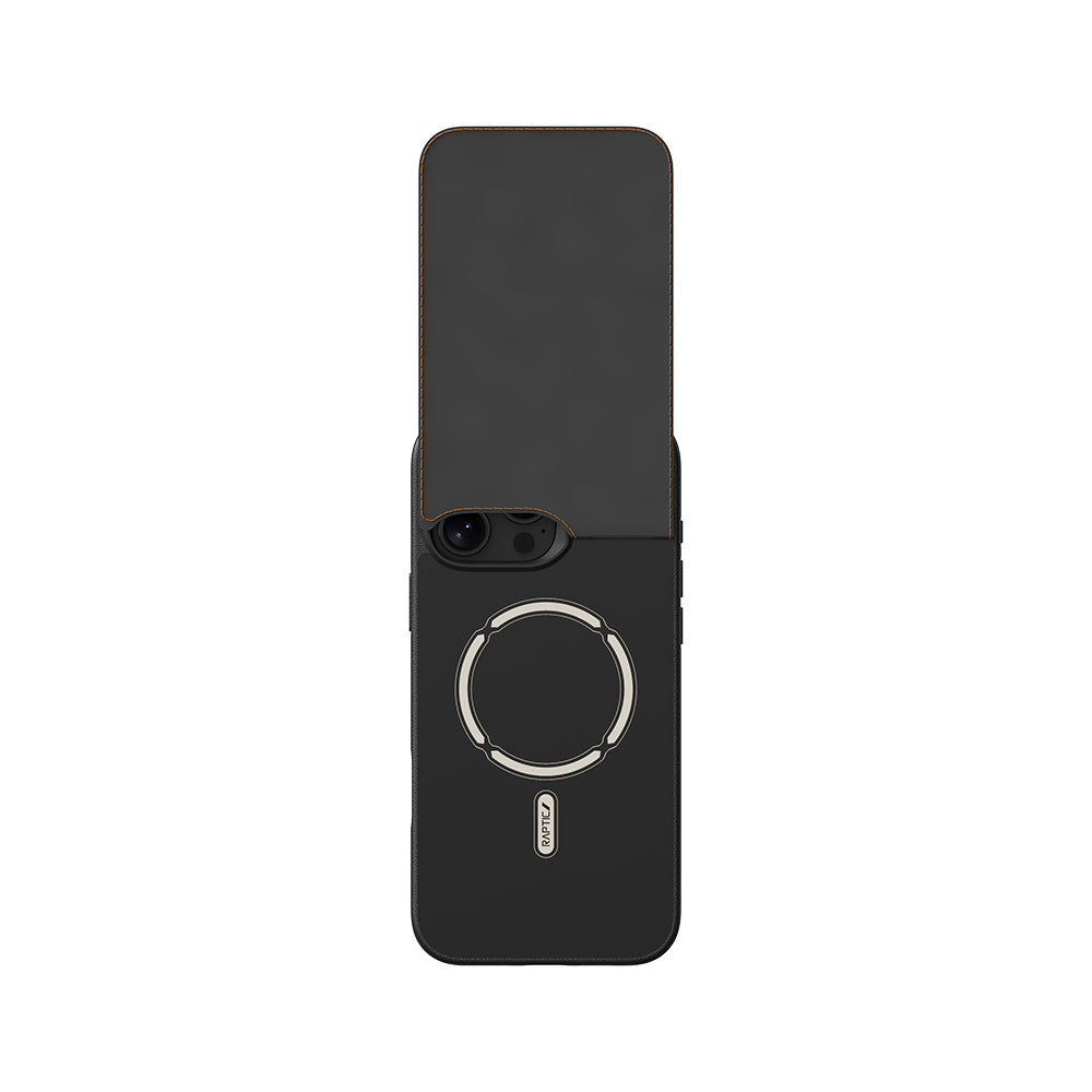 iPhone 16 Pro Max Kılıf M-safe Şarj Özellikli Raptic Slim Wallet Serisi Deri Görünümlü Kartlıklı Standlı Kapak