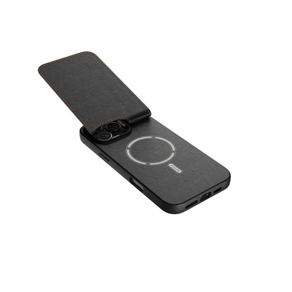 iPhone 16 Pro Max Kılıf M-safe Şarj Özellikli Raptic Slim Wallet Serisi Deri Görünümlü Kartlıklı Standlı Kapak