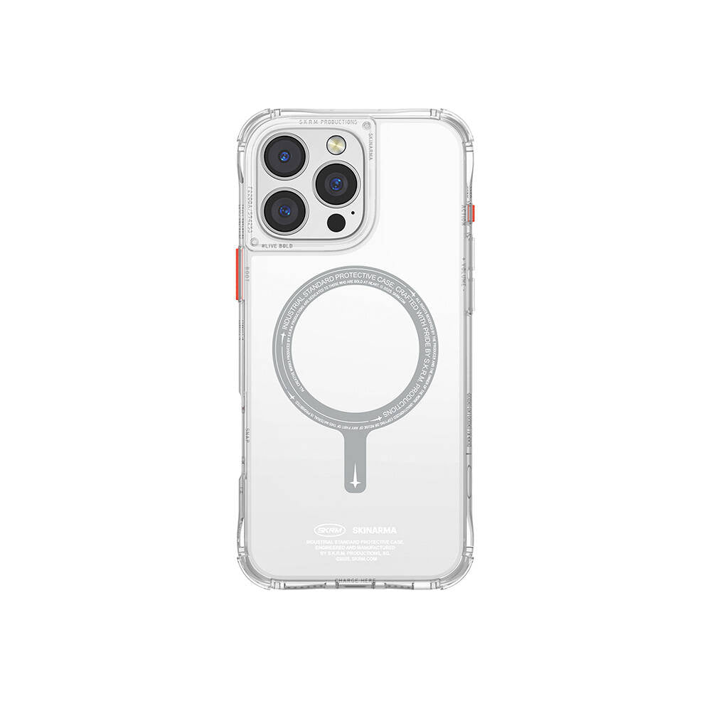 iPhone 16 Pro Max Kılıf M-safe Şarj Özellikli Şeffaf Airbag Tasarımlı Skinarma Saido Kapak