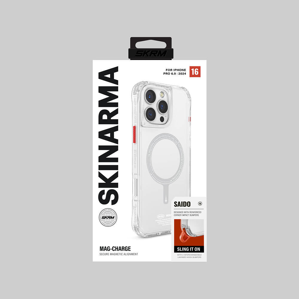 iPhone 16 Pro Max Kılıf M-safe Şarj Özellikli Şeffaf Airbag Tasarımlı Skinarma Saido Kapak
