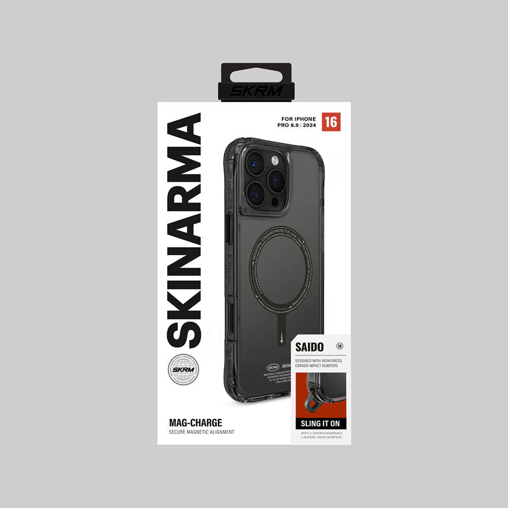 iPhone 16 Pro Max Kılıf M-safe Şarj Özellikli Şeffaf Airbag Tasarımlı Skinarma Saido Kapak