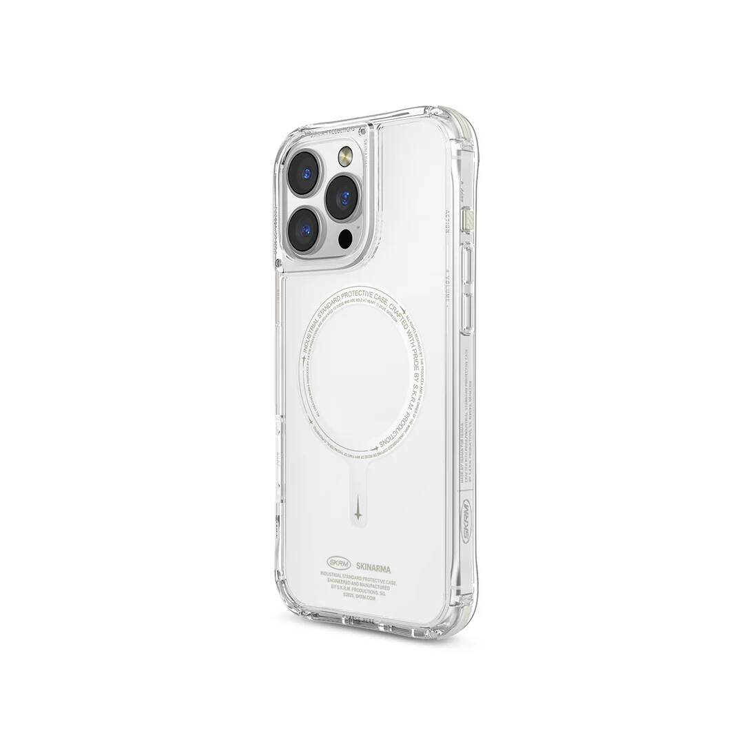 iPhone 16 Pro Max Kılıf M-safe Şarj Özellikli Şeffaf Airbag Tasarımlı Skinarma Saido Nightglow Kapak