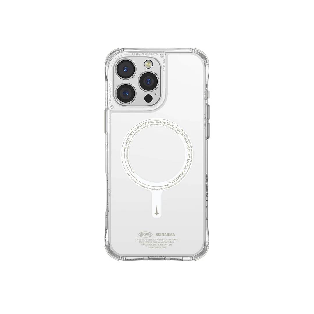iPhone 16 Pro Max Kılıf M-safe Şarj Özellikli Şeffaf Airbag Tasarımlı Skinarma Saido Nightglow Kapak