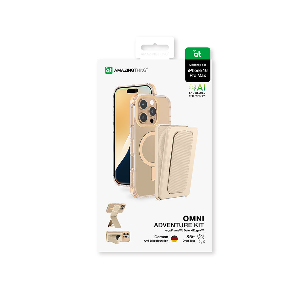 iPhone 16 Pro Max Kılıf M-safe Şarj Özellikli Standlı Set Amazingthing Omni Adventure Serisi Kapak