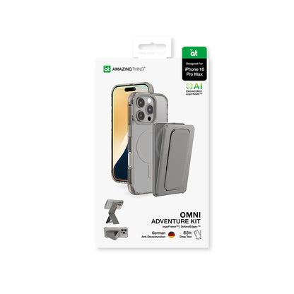 iPhone 16 Pro Max Kılıf M-safe Şarj Özellikli Standlı Set Amazingthing Omni Adventure Serisi Kapak