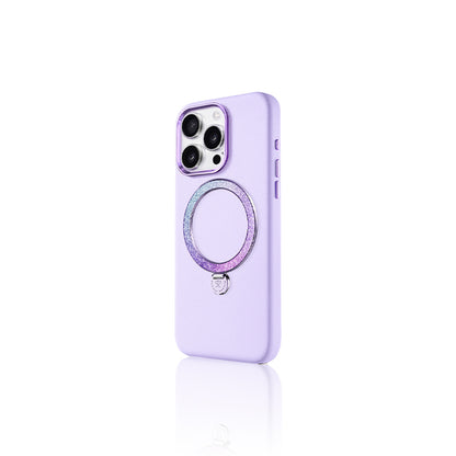 iPhone 16 Pro Max Kılıf M-safe Şarj Özellikli Standlı Suni Deri Tasarımlı Pynana Dancing Circle Serisi Kapak