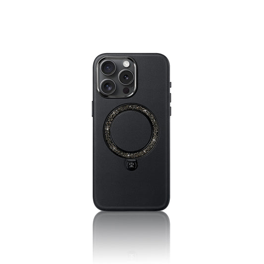 iPhone 16 Pro Max Kılıf M-safe Şarj Özellikli Standlı Suni Deri Tasarımlı Pynana Dancing Circle Serisi Kapak