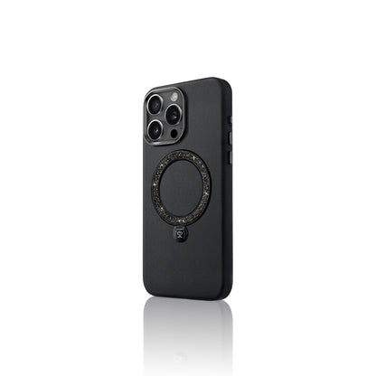 iPhone 16 Pro Max Kılıf M-safe Şarj Özellikli Standlı Suni Deri Tasarımlı Pynana Dancing Circle Serisi Kapak