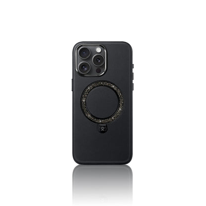 iPhone 16 Pro Max Kılıf M-safe Şarj Özellikli Standlı Suni Deri Tasarımlı Pynana Dancing Circle Serisi Kapak