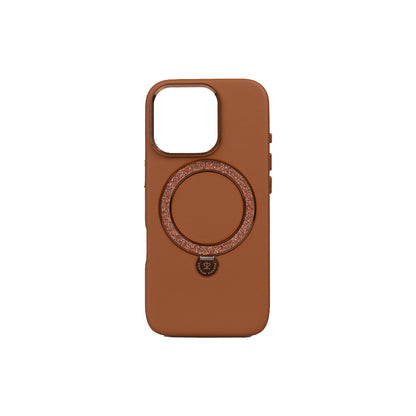 iPhone 16 Pro Max Kılıf M-safe Şarj Özellikli Standlı Suni Deri Tasarımlı Pynana Dancing Circle Serisi Kapak