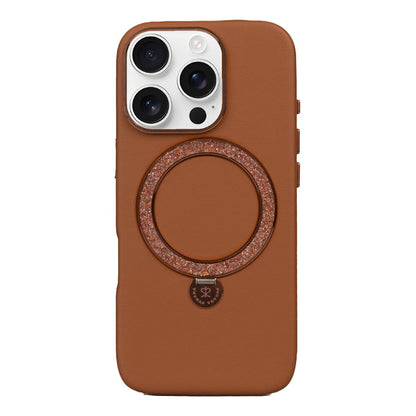 iPhone 16 Pro Max Kılıf M-safe Şarj Özellikli Standlı Suni Deri Tasarımlı Pynana Dancing Circle Serisi Kapak