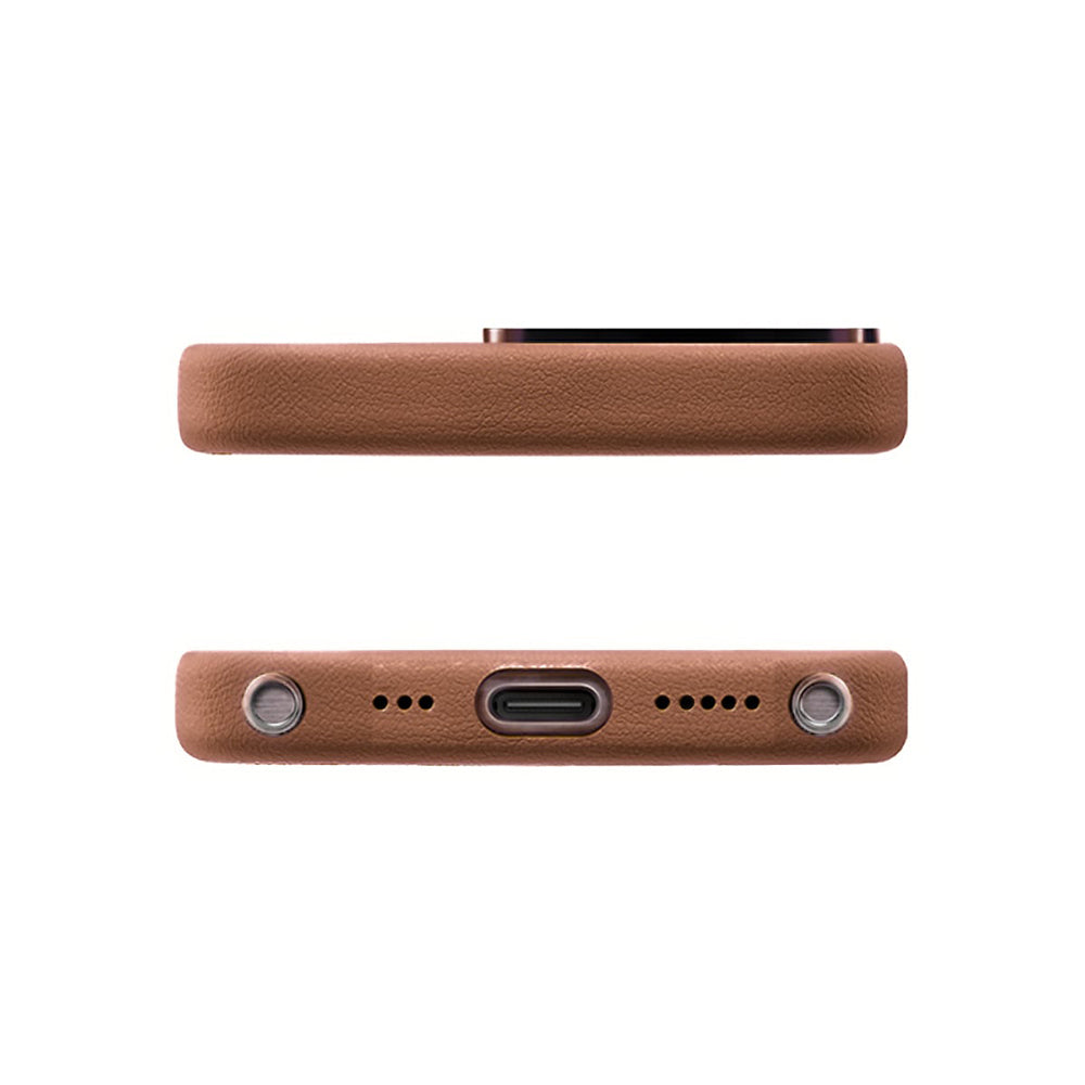 iPhone 16 Pro Max Kılıf M-safe Şarj Özellikli Standlı Suni Deri Tasarımlı Pynana Dancing Circle Serisi Kapak