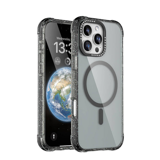 iPhone 16 Pro Max Kılıf M-safe Şarj Özellikli Taşlı ve Simli Tasarım Mutural Blink Kapak