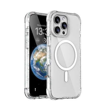 iPhone 16 Pro Max Kılıf M-safe Şarj Özellikli Taşlı ve Simli Tasarım Mutural Blink Kapak